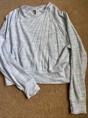 Athleta Girls Heathered Light Blue & Gray Long Sleeve Top